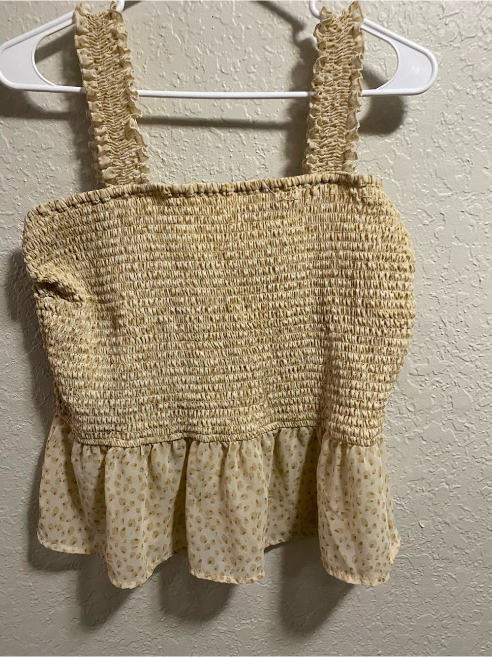 Smocked Yellow Ruffle Hem Camisole - Women